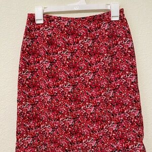 Vintage 35th & 10th Red Pencil Midi Skirt for Casual Resort Wear